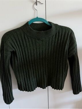 Madewell Ribbed Mock Neck Sweater in Forest Green
